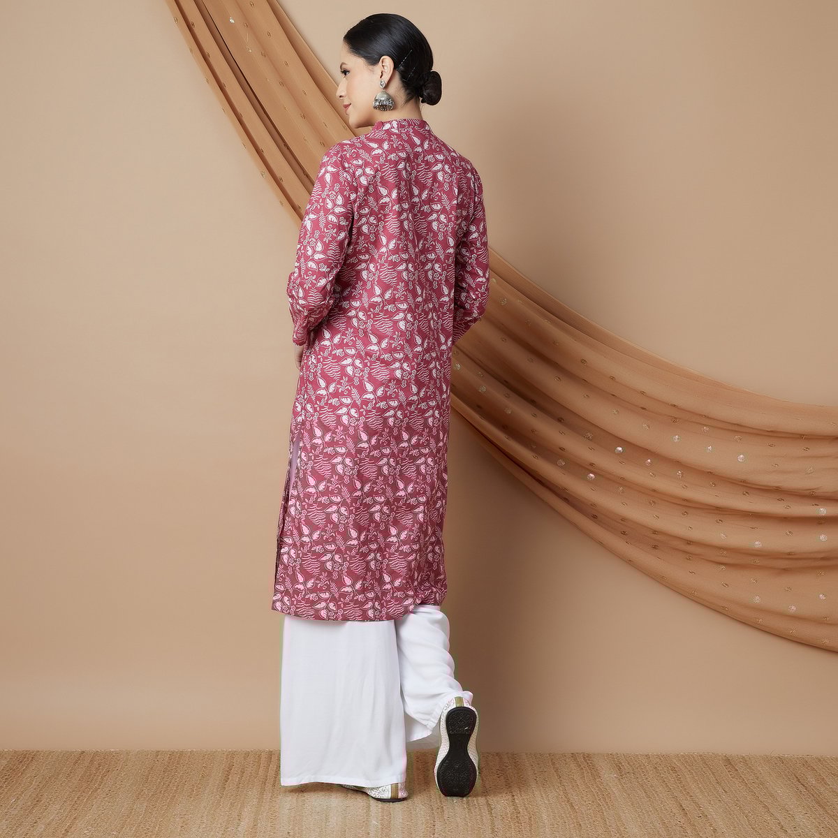 Gulnaaz Pink Floral Cotton Kurta