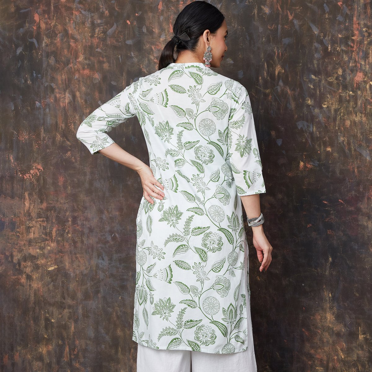 Cotton Floral Print Straight Kurta