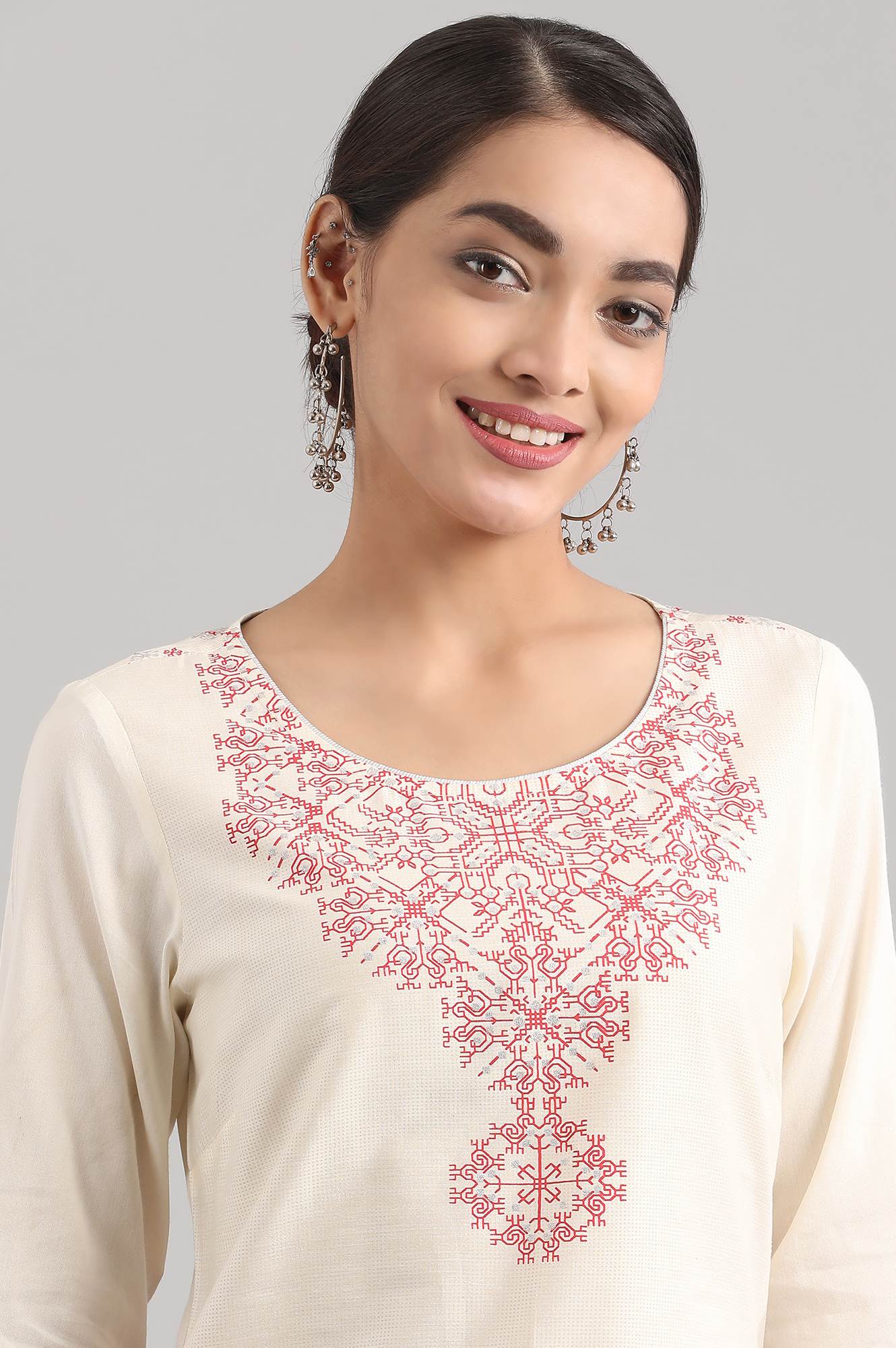 Ira Geometric Print Straight Kurta