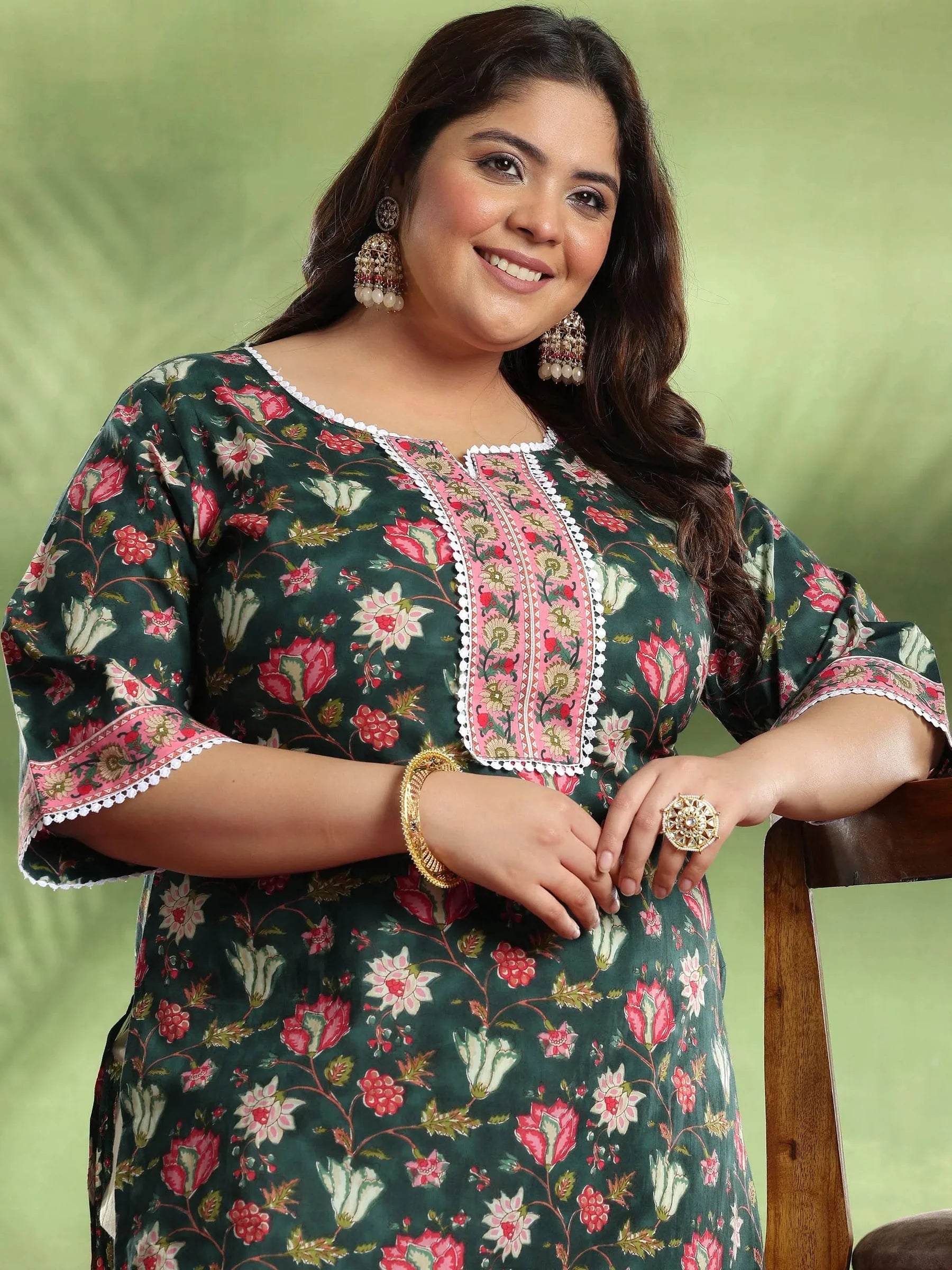 Midnight Bloom Cotton Kurta