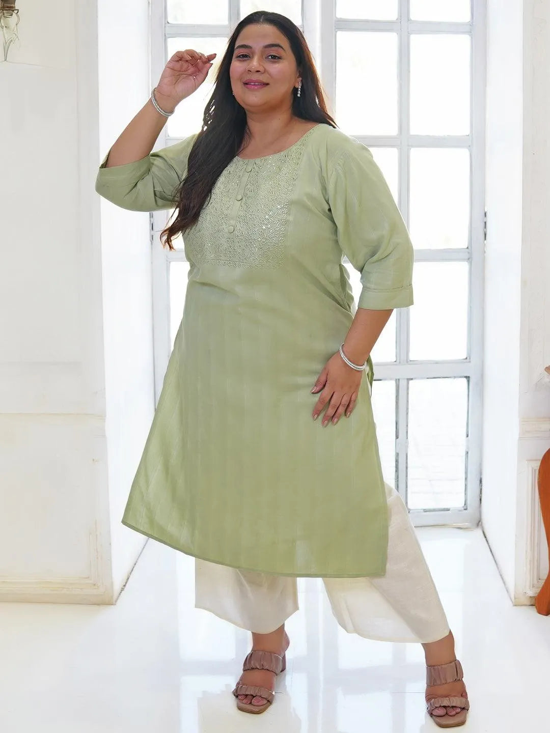 Emerald Grace Silk Kurta