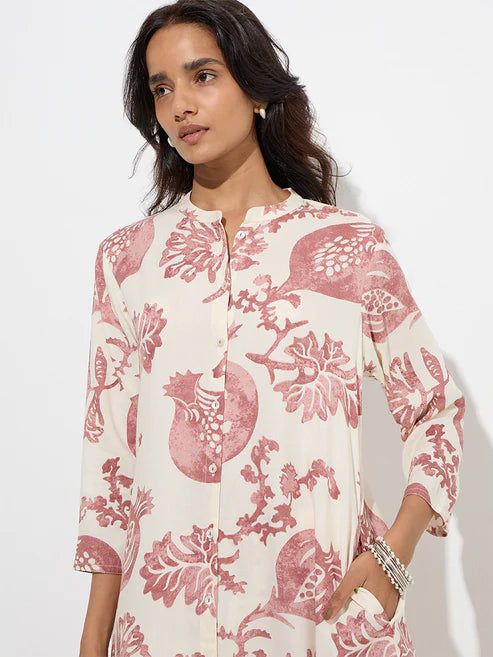 Gul Dusty Pink Anar Motif A-Line Kurta