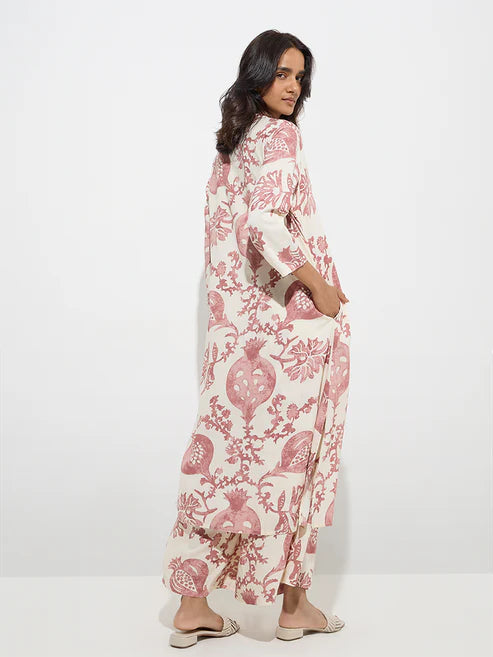 Gul Dusty Pink Anar Motif A-Line Kurta