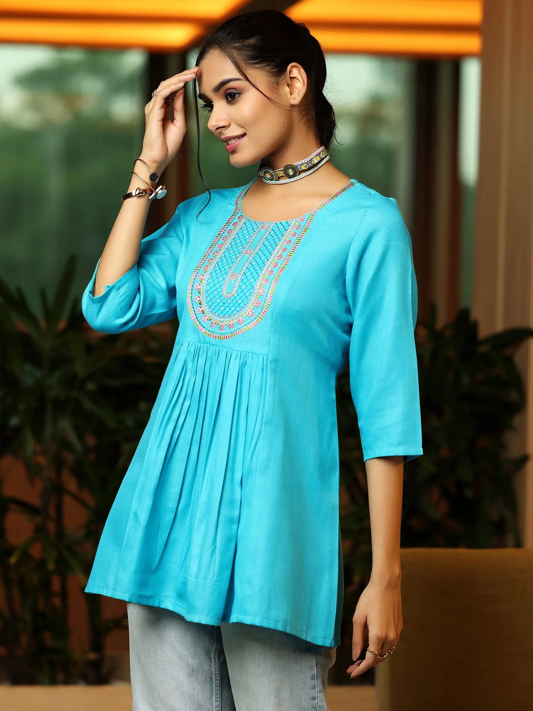 Ocean Bloom A-Line Kurti