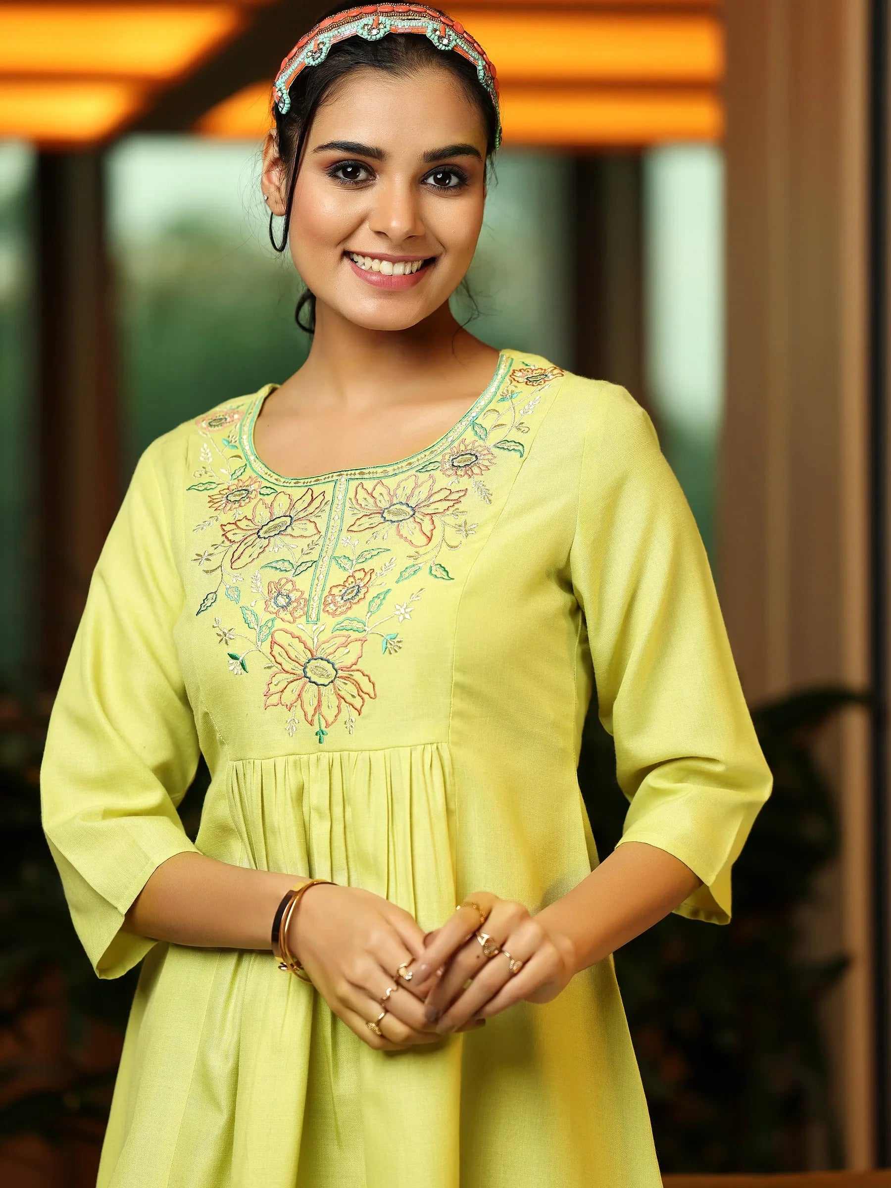 Citrus Glow A-Line Kurti