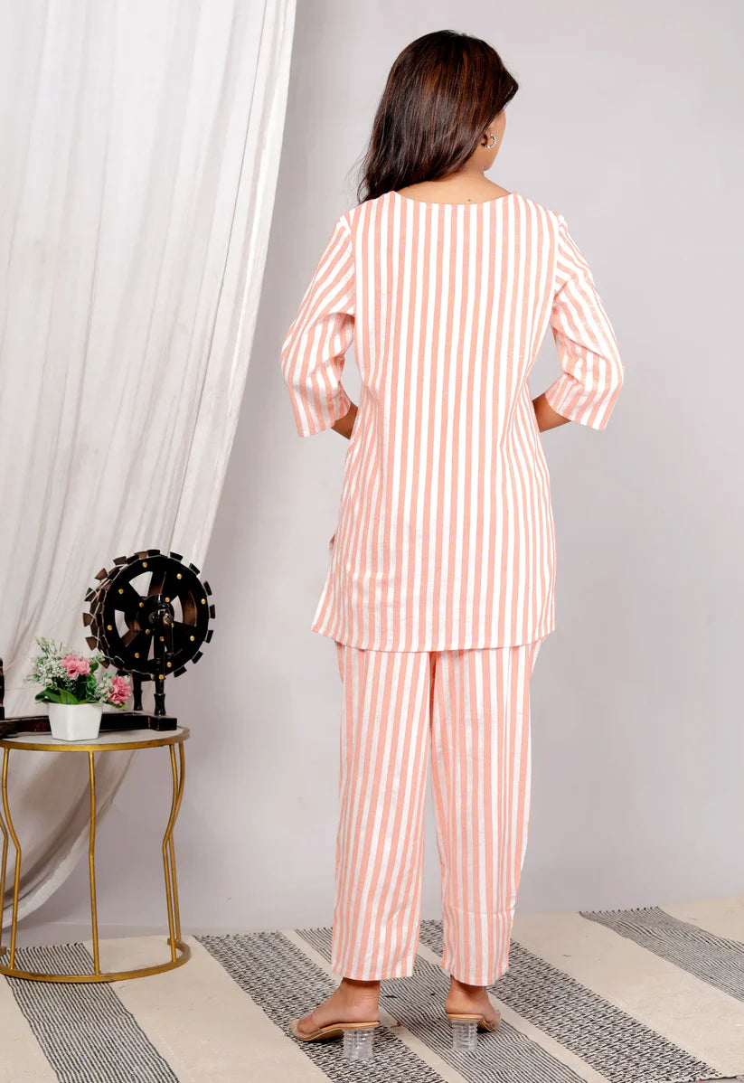 Orange Striped Co-ord Set