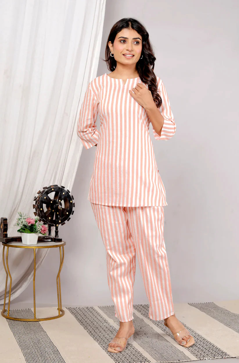 Orange Striped Co-ord Set
