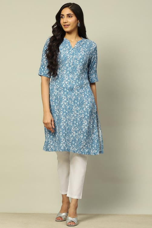 Aarna Woven Print Straight Rayon Kurta