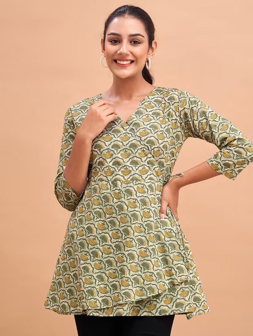 Feranoid Nivriti Green Angrakha Kurta