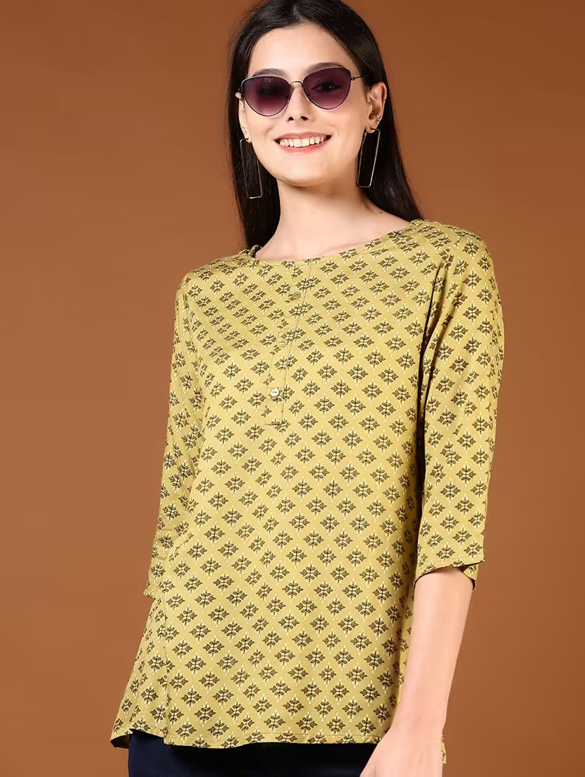 Shahana Mustard Rayon Straight Kurta