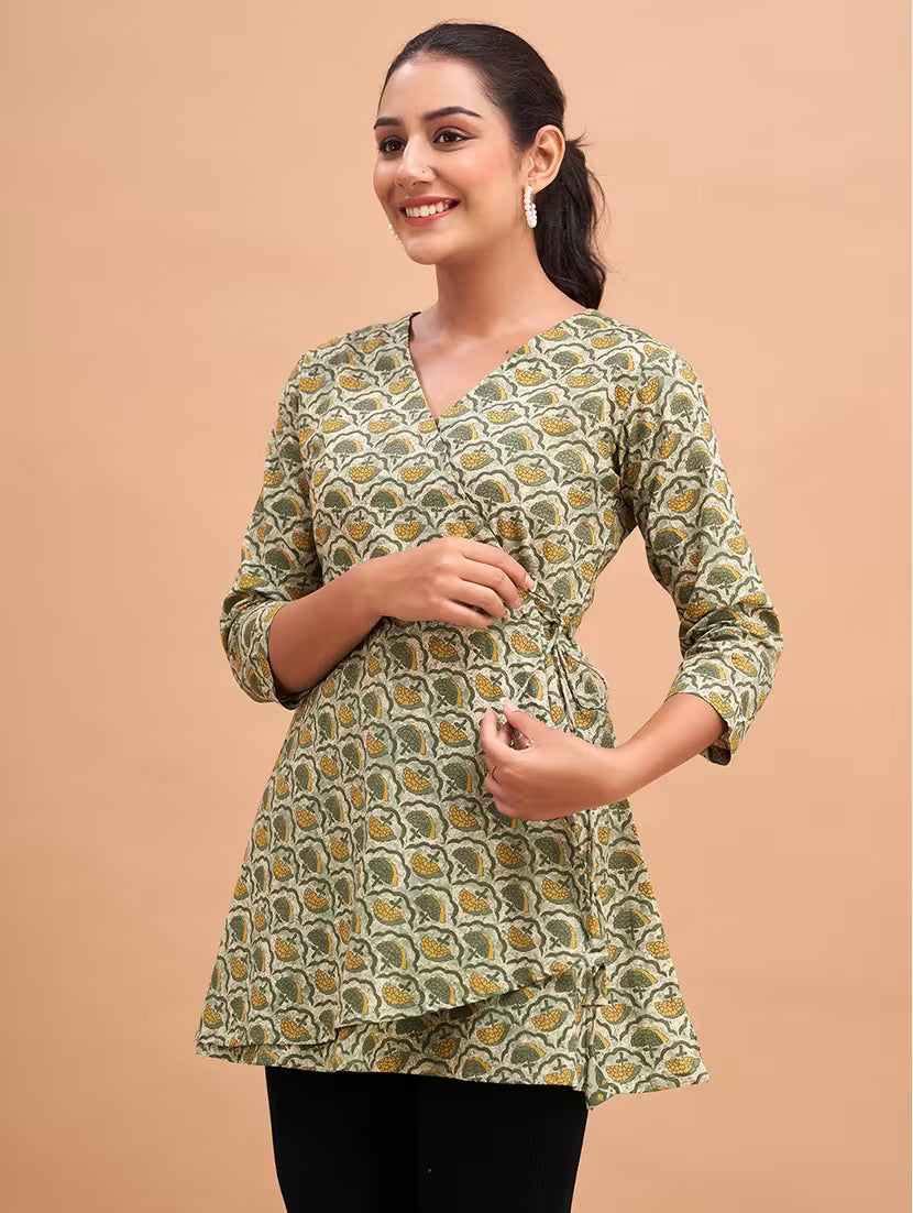 Feranoid Nivriti Green Angrakha Kurta