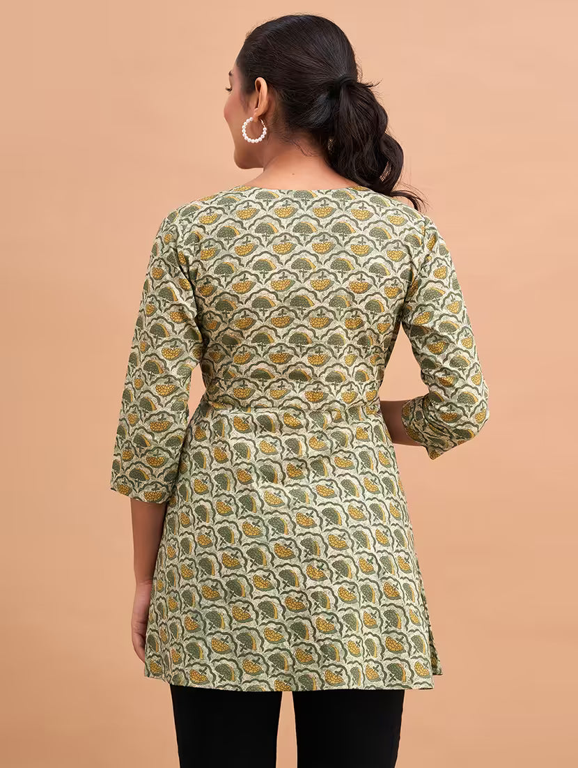 Feranoid Nivriti Green Angrakha Kurta
