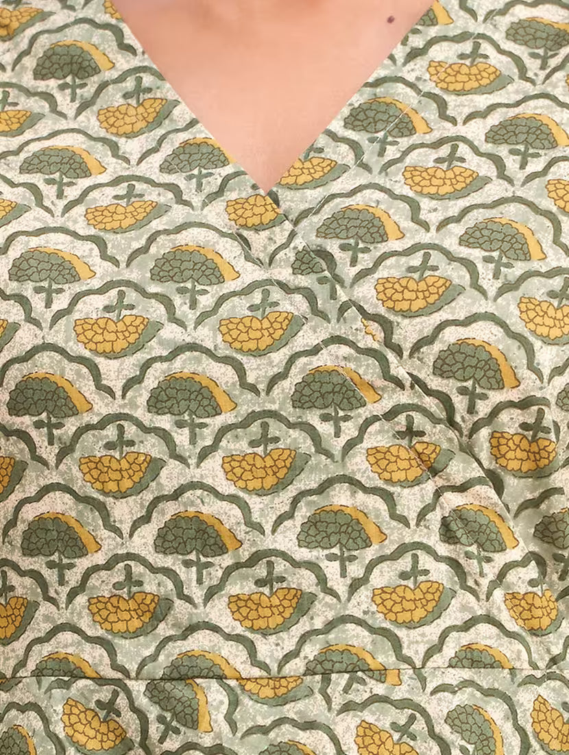 Feranoid Nivriti Green Angrakha Kurta