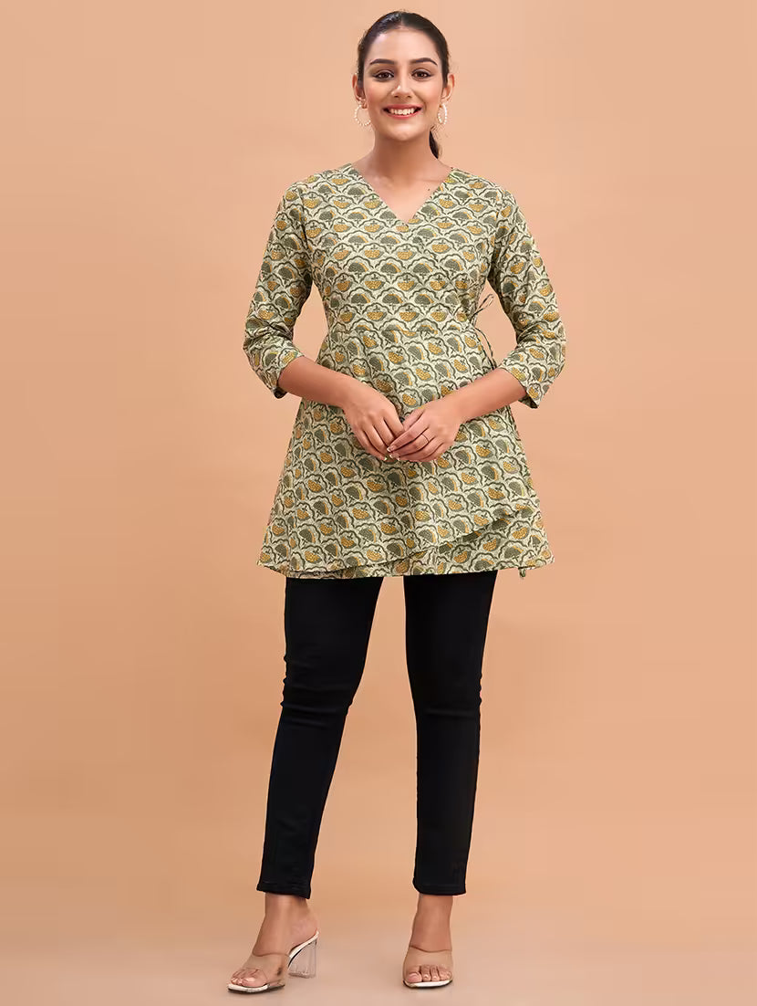 Feranoid Nivriti Green Angrakha Kurta