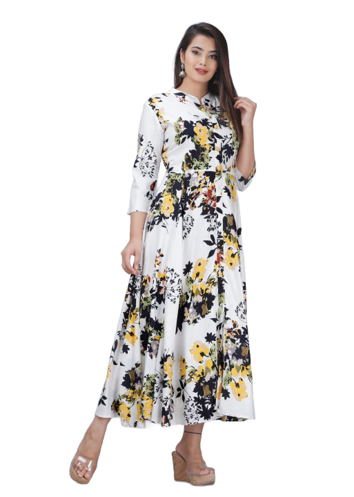 Cotton Yellow Flower Dress