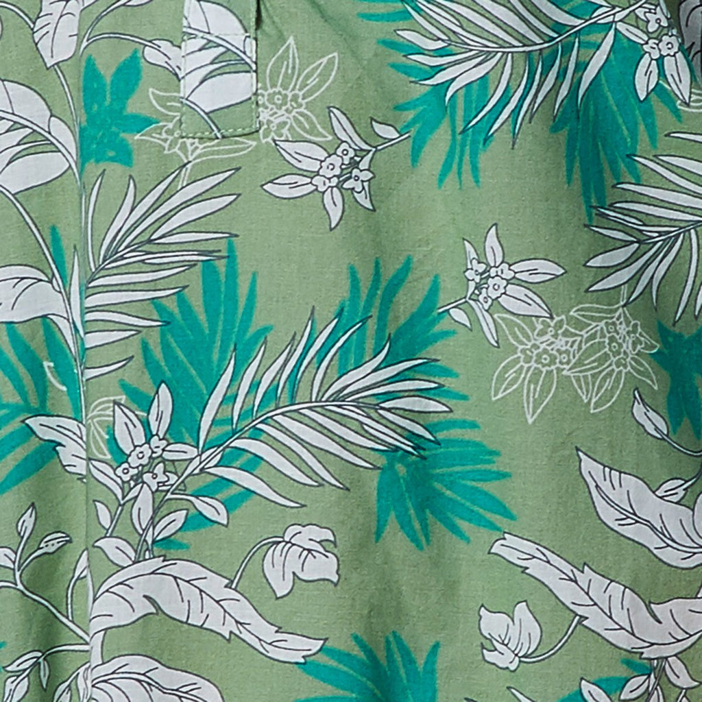 Green Cotton Printed Straight Kurta