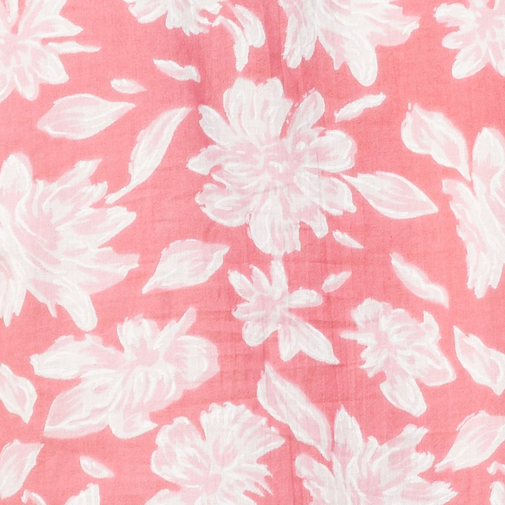 Pink Cotton Floral Print Straight Kurta