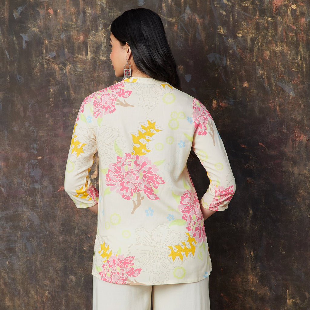 Elira Floral Print Viscose A-Line Short Kurti