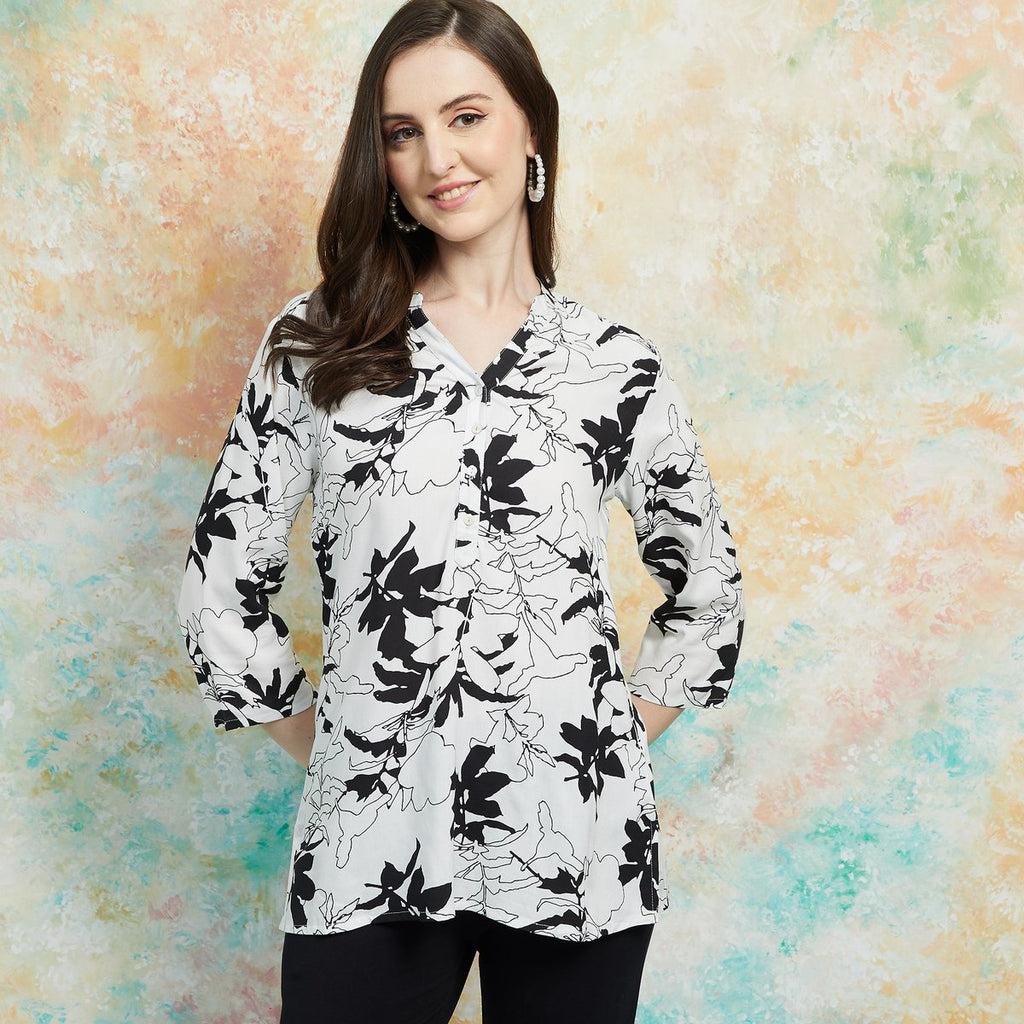 Nysa Black Printed Viscose Kurti