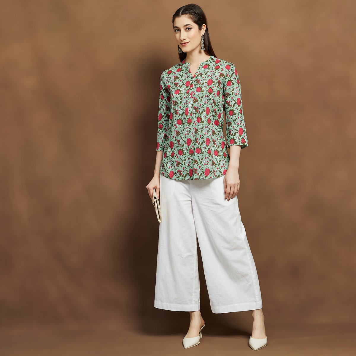 Nyra Green Floral Viscose Kurti