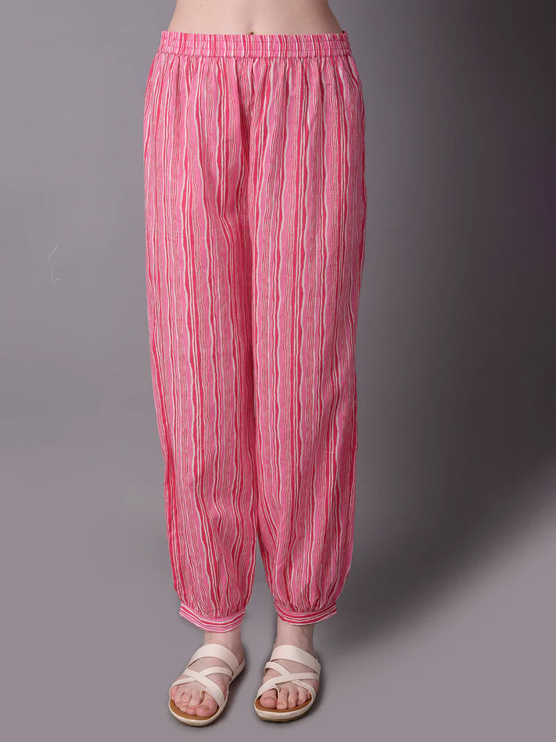 Pink Aztech Print Kurta with Harem Pants