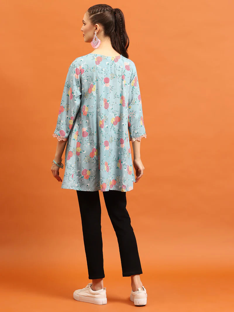 Meera Blue Floral Liva Tunic
