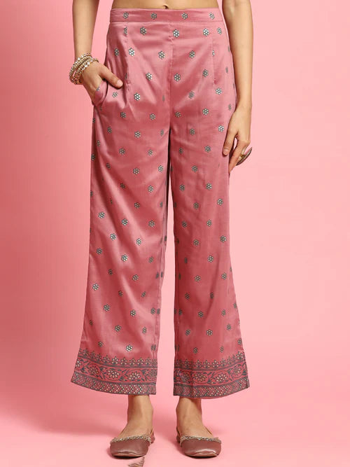 Green Ornamental Printed Kurta with Comfort Pant