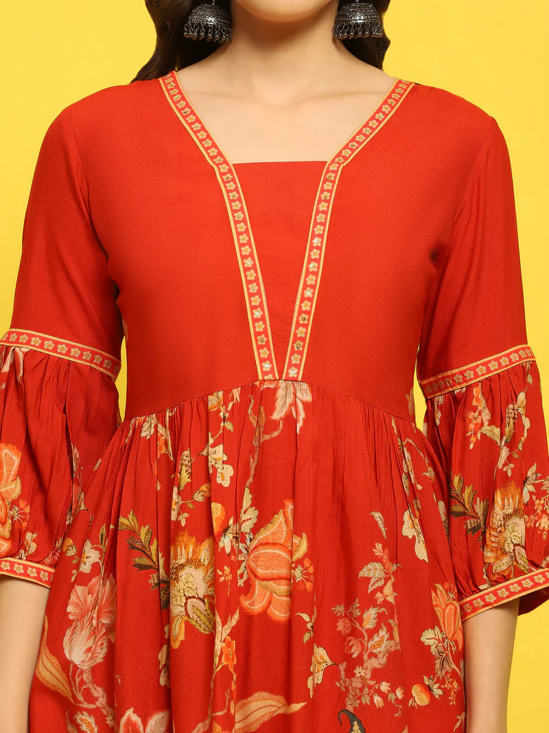 Suhana Red Floral Co-ord Set