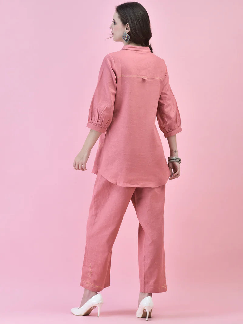 Tvara Coral Cotton Co-ord Set