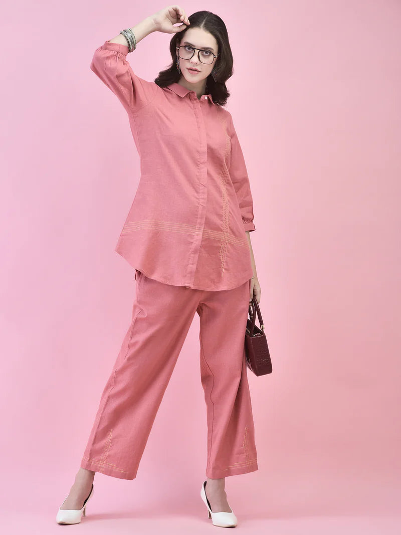 Tvara Coral Cotton Co-ord Set