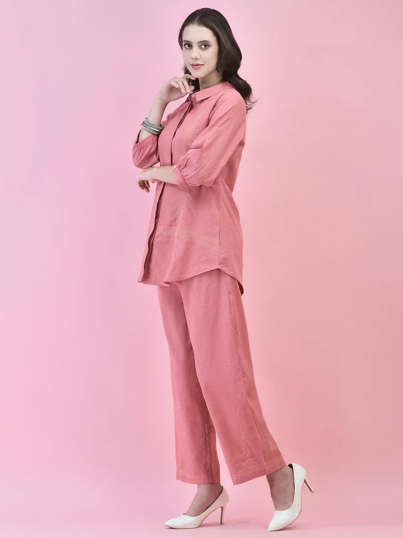 Tvara Coral Cotton Co-ord Set