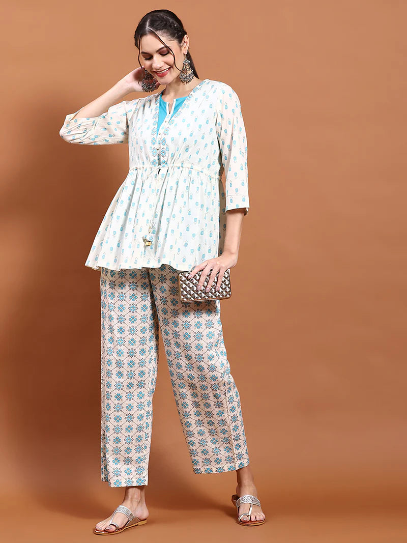 Aarvi Off-White Floral Co-ord Set