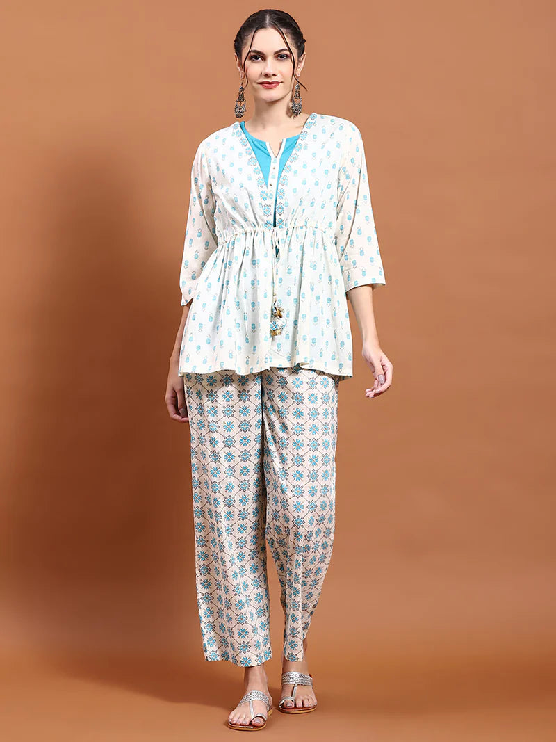 Aarvi Off-White Floral Co-ord Set