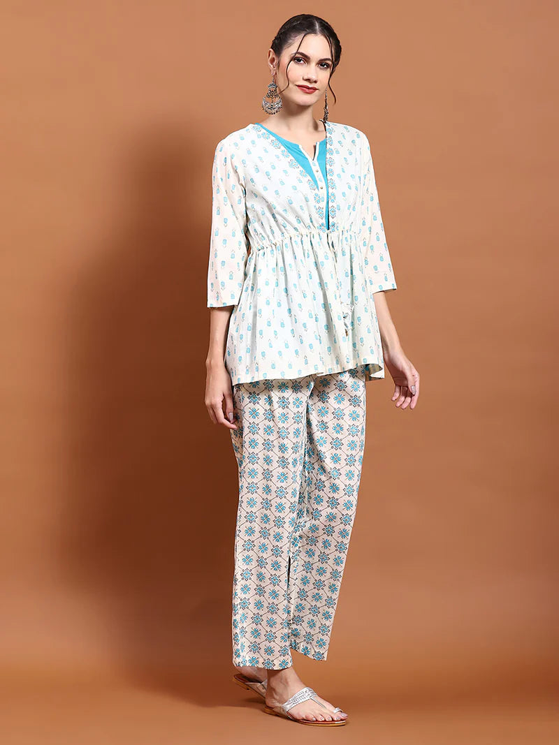 Aarvi Off-White Floral Co-ord Set