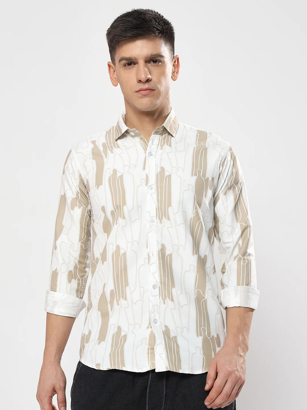Beige Abstract Printed Shirt