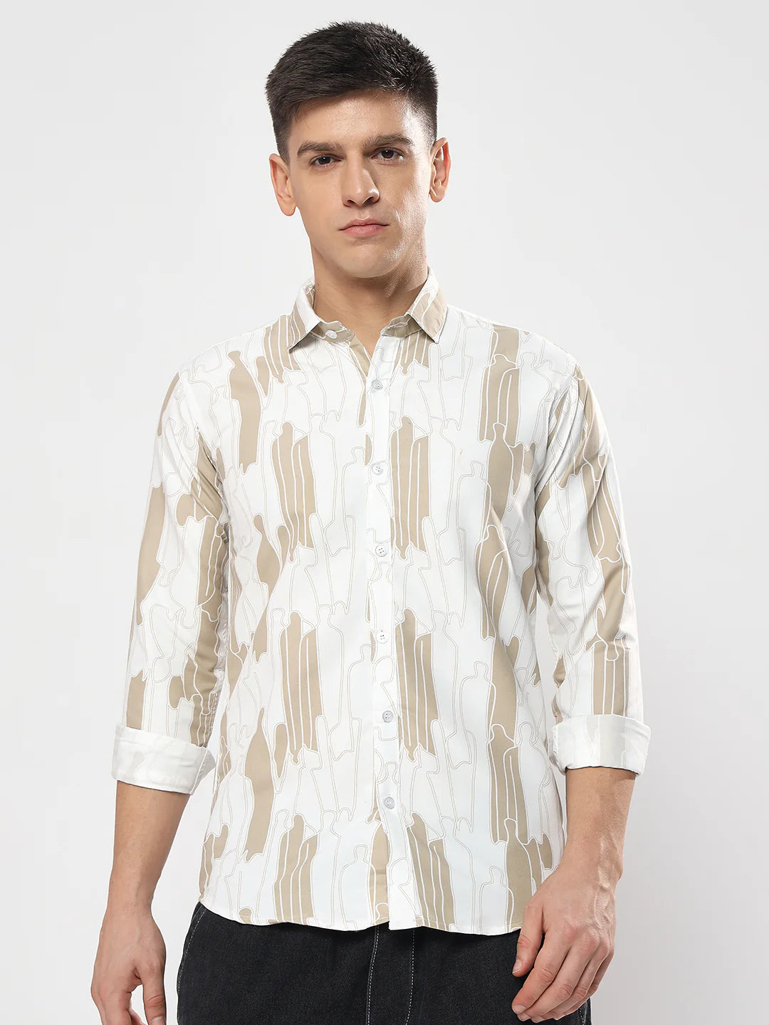 Beige Abstract Printed Shirt