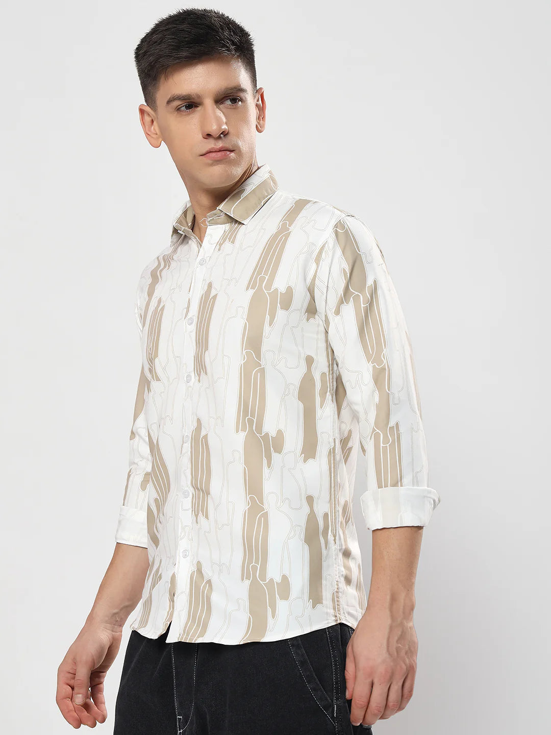 Beige Abstract Printed Shirt