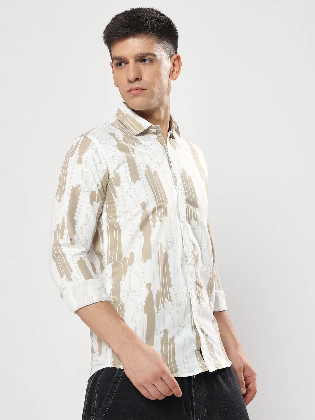 Beige Abstract Printed Shirt