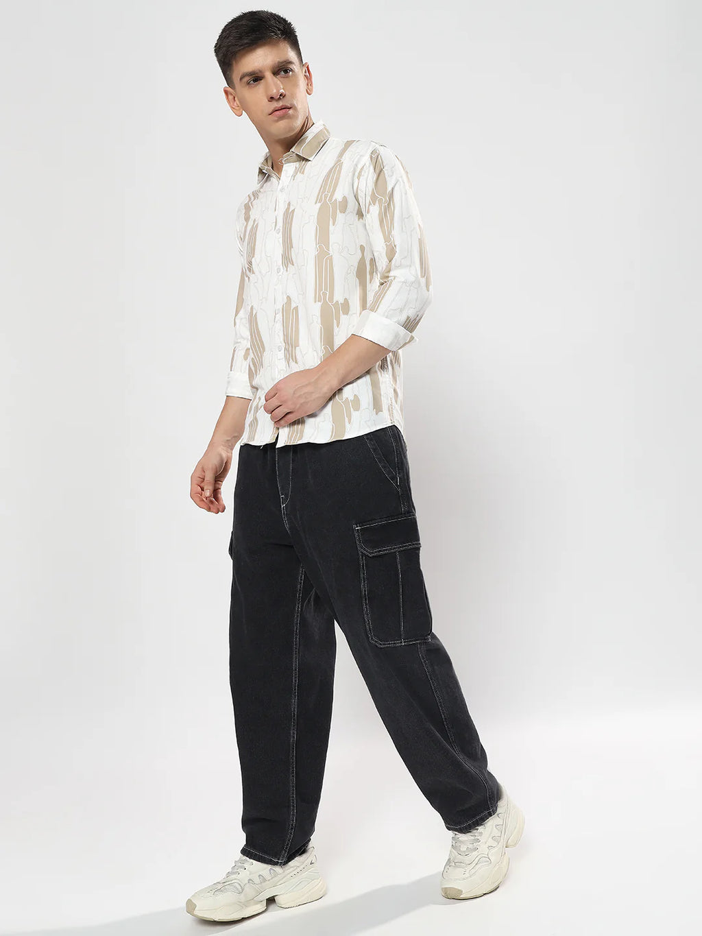 Beige Abstract Printed Shirt