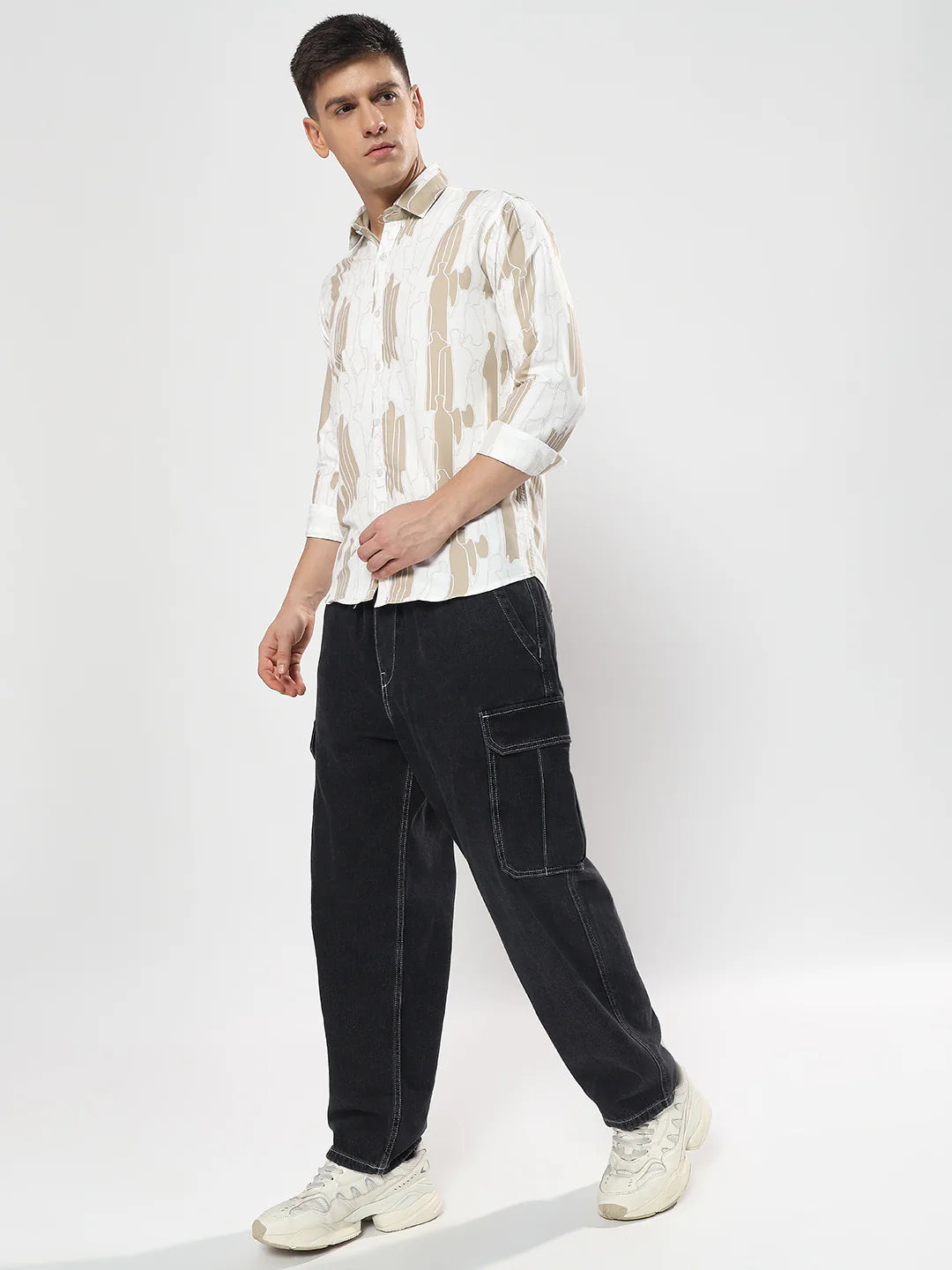 Beige Abstract Printed Shirt