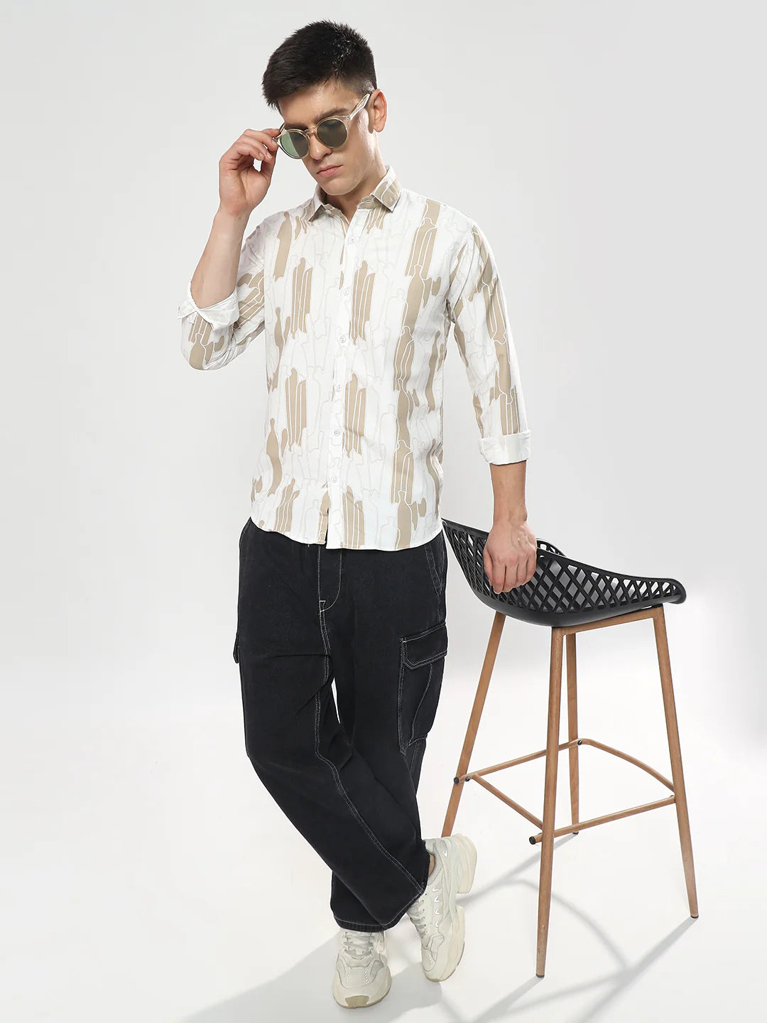 Beige Abstract Printed Shirt