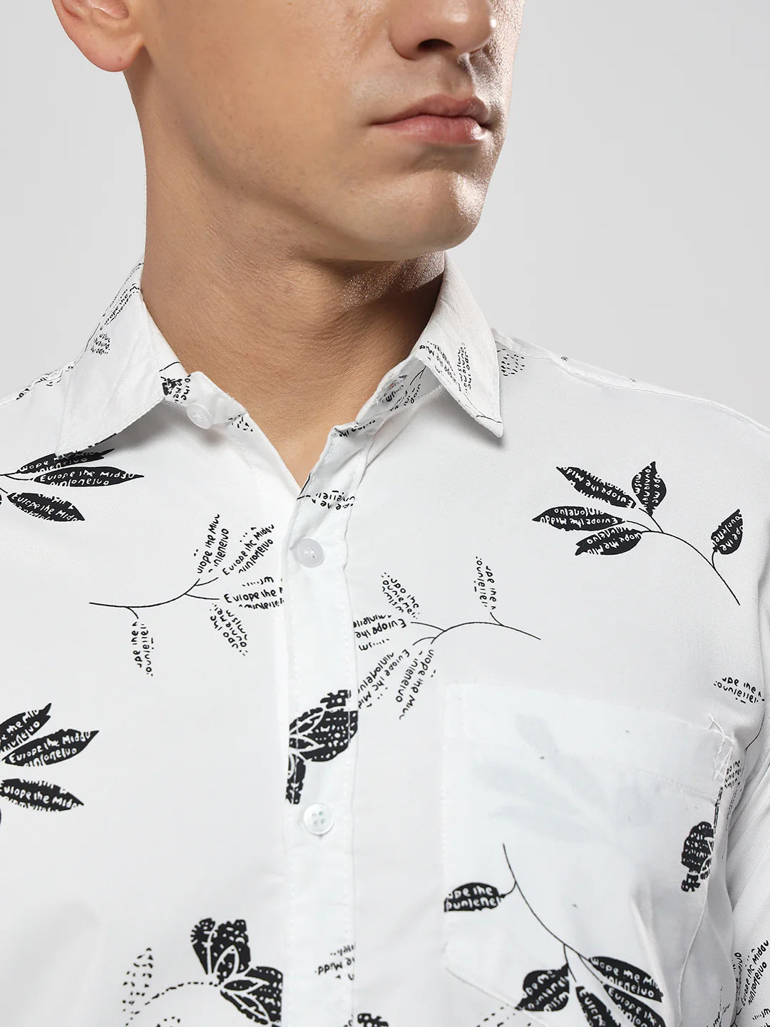 White Flower Print Shirt