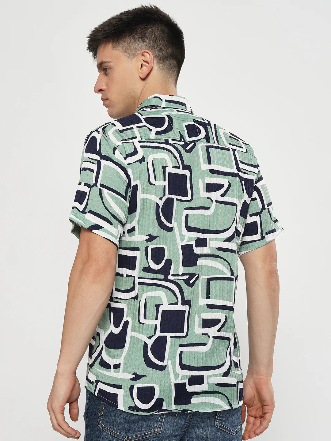 Pop Green Abstract Half Shirt
