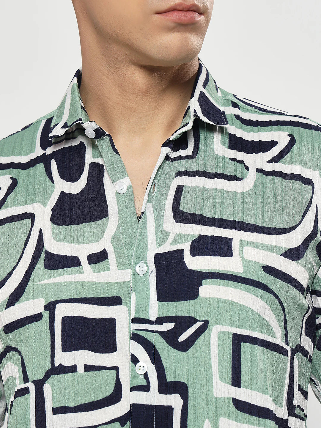 Pop Green Abstract Half Shirt