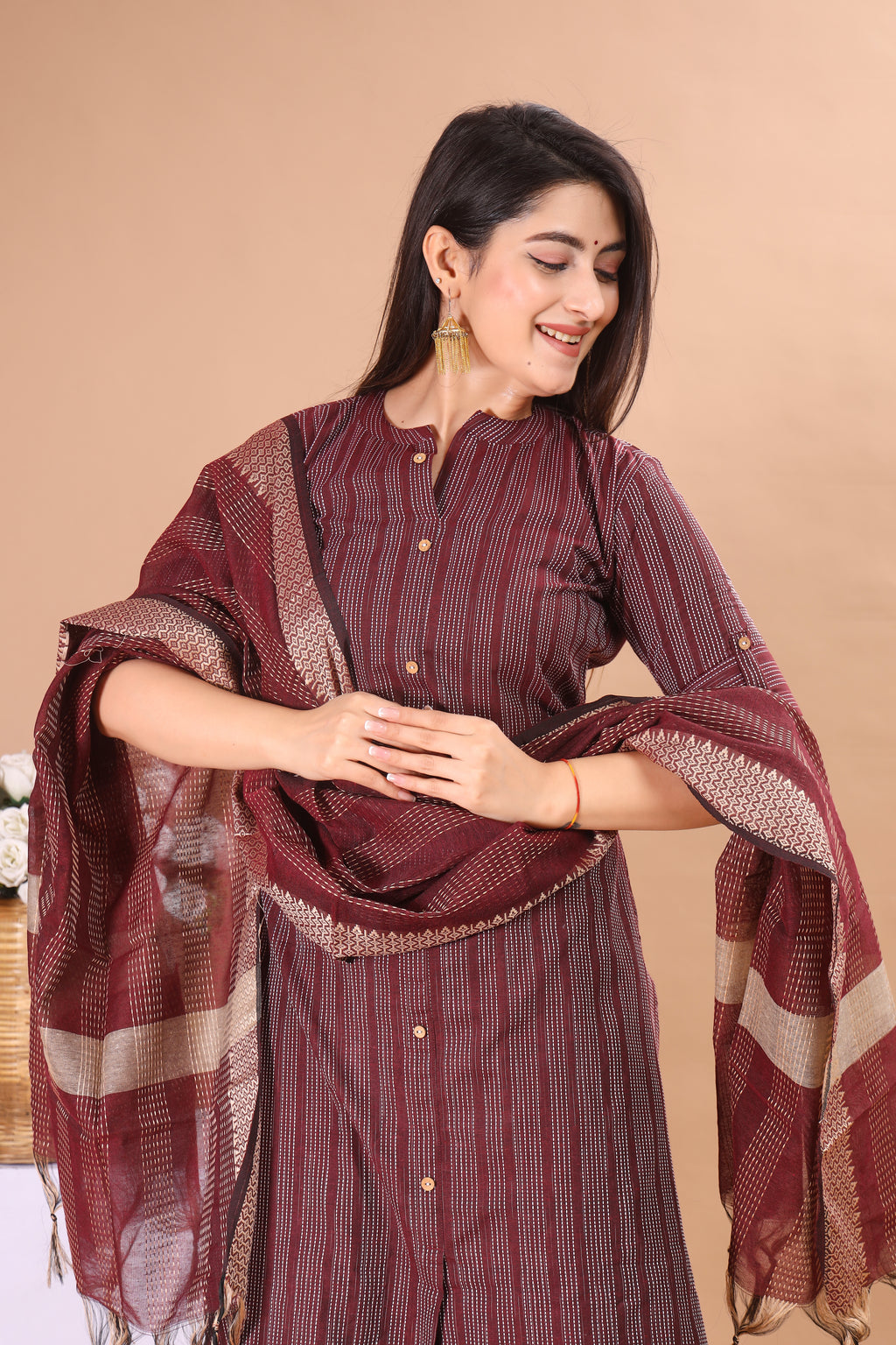 Kavira Cotton Embroidered Katha Set