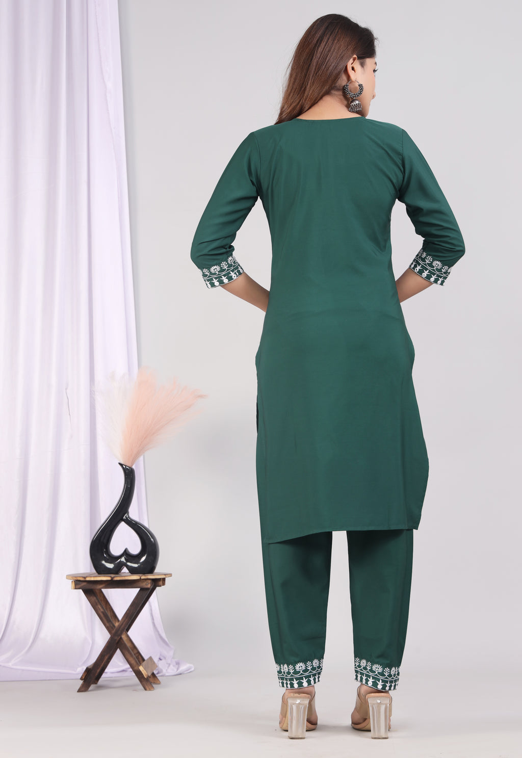 Cotton Embroidered Kurti Pant Set ✨