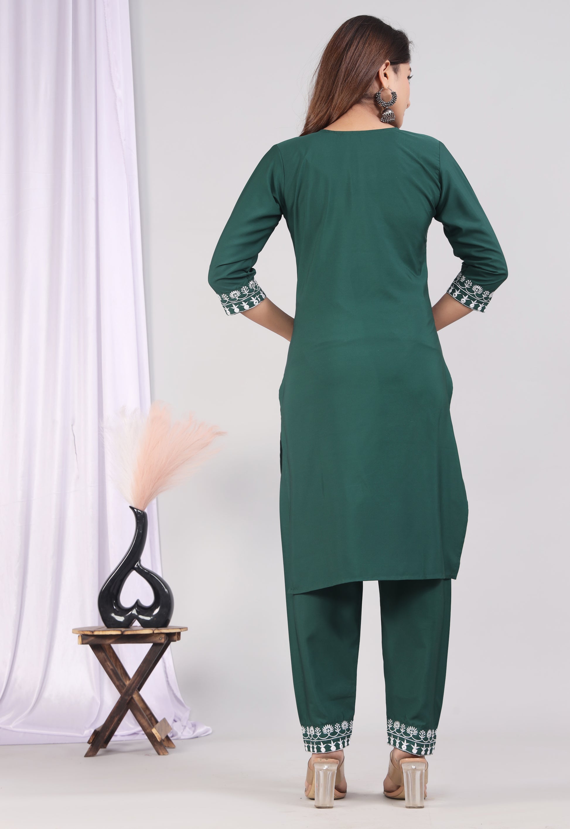 Cotton Embroidered Kurti Pant Set ✨