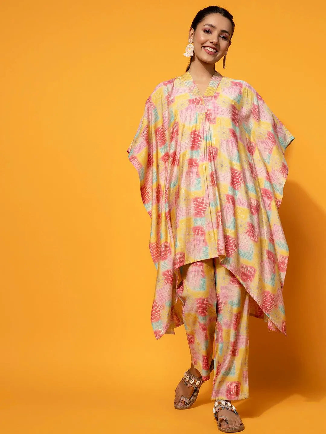 Inaaya Yellow Kaftan Kurta Set