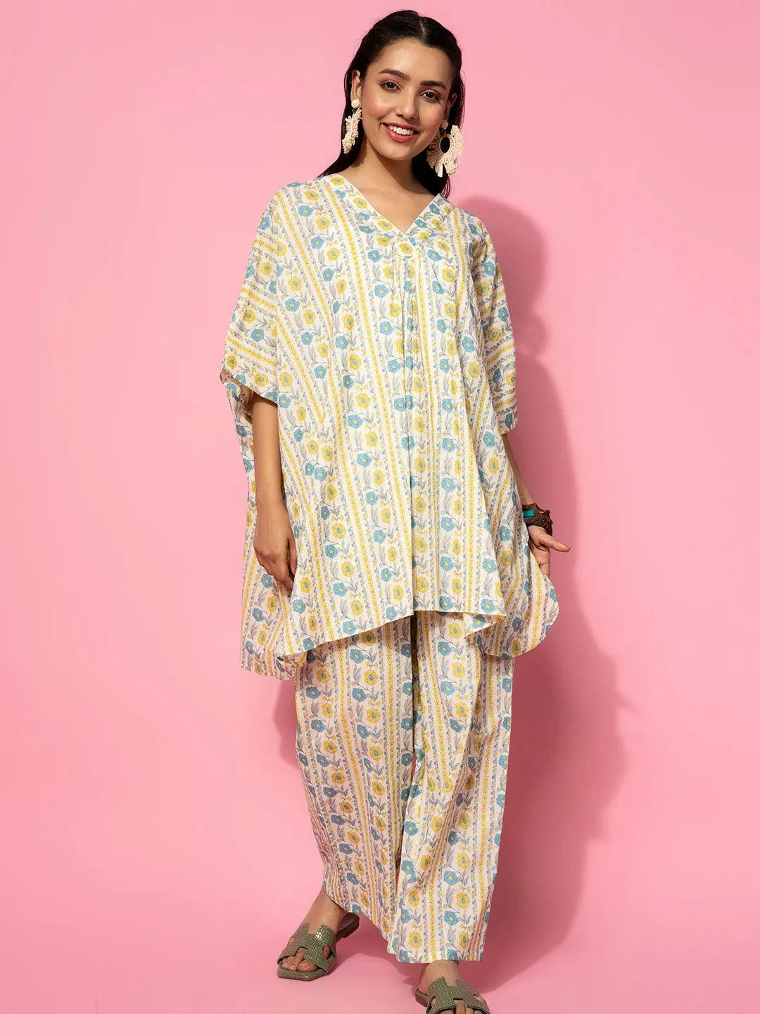 Amaira Cream Kaftan Co-ord Set