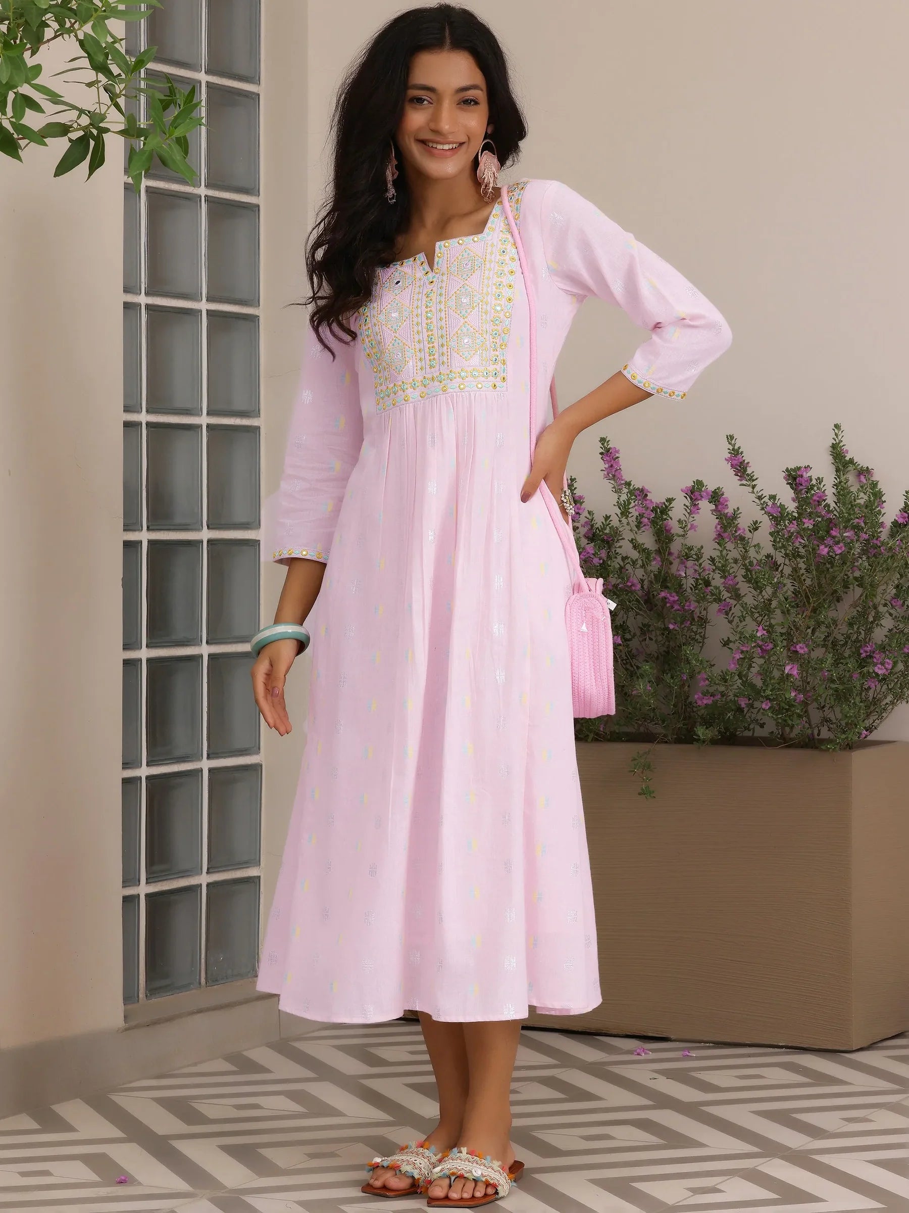 Blush Whisper Cotton A-Line Dress